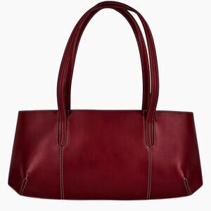 LANCEL WOMEN'S RED LEATHER - CREAM LINER TOP HANDLE HANDBAG W/ DUST BAG 15" x 7"